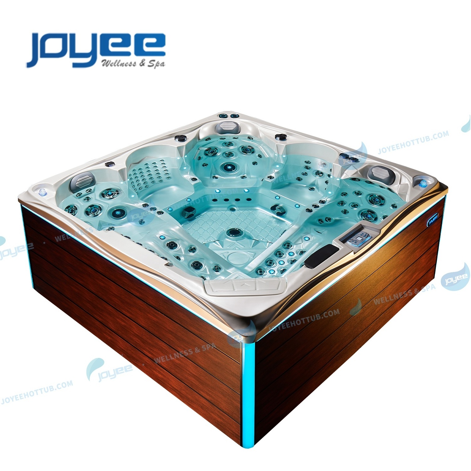 JOYEE hot selling massage spa 5 persons outdoor freestanding combo massage hot tub with volcano jet for family use