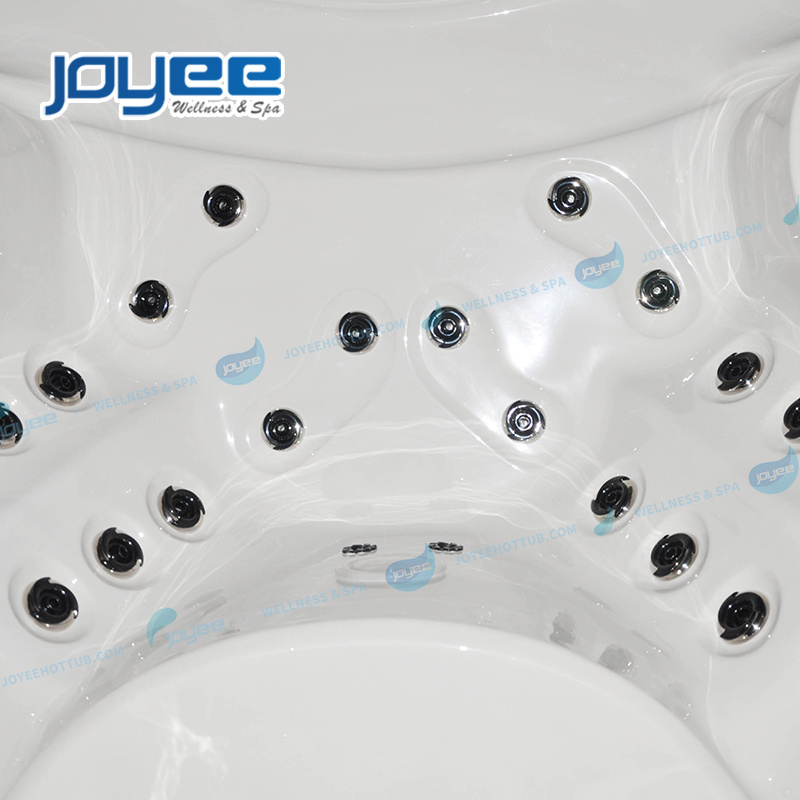 JOYEE 2 zone container free standing 4 meter acrylic large whirlpool spa endless swimming pool for sale