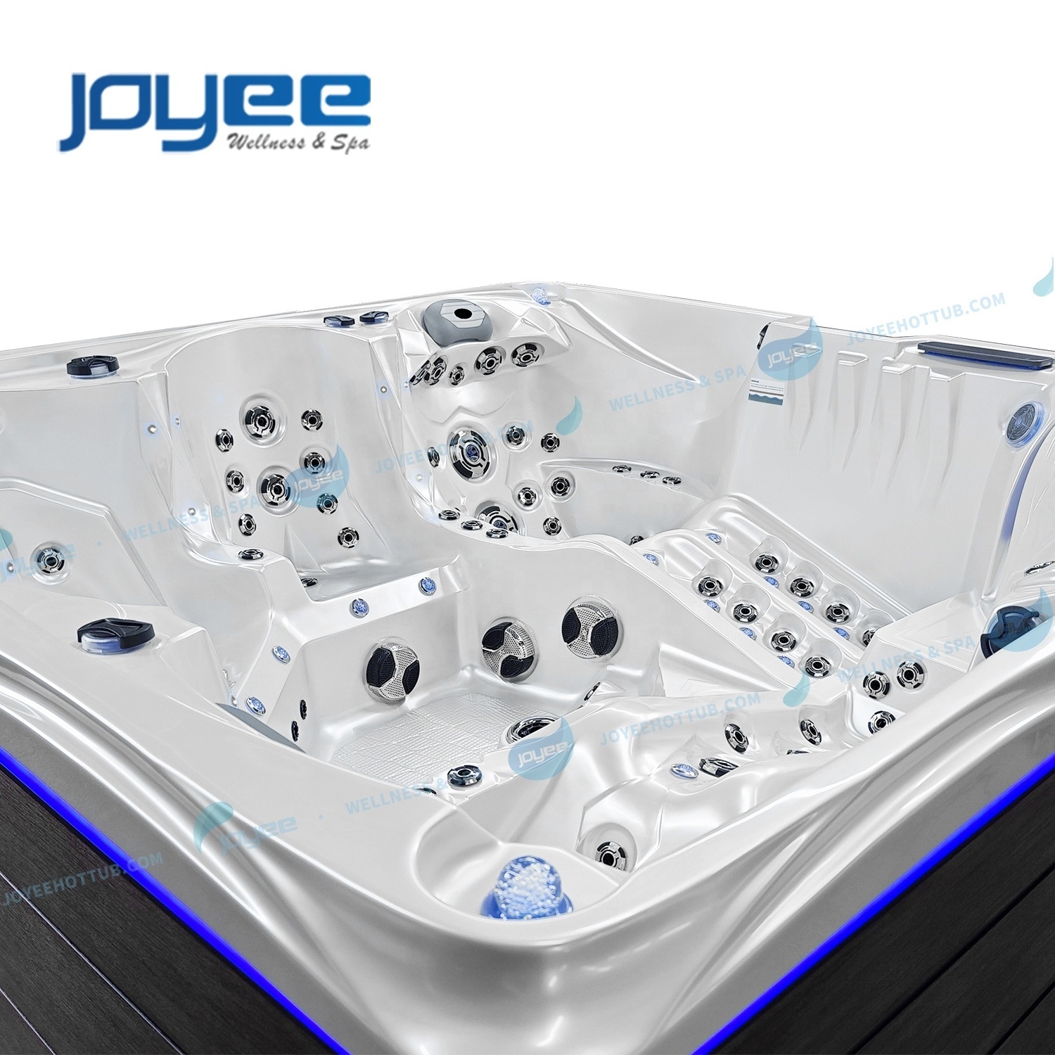 JOYEE hot selling massage spa 5 persons outdoor freestanding combo massage hot tub with volcano jet for family use