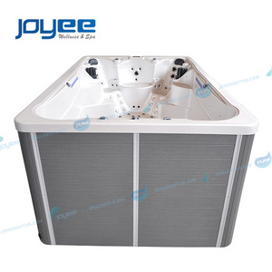 JOYEE 2 zone container free standing 4 meter acrylic large whirlpool spa endless swimming pool for sale