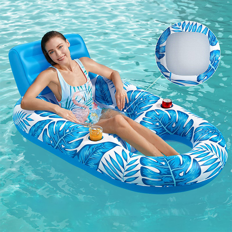 custom inflatable pool float pool raft adult floats mesh removable backrest cushion inflatable lounge chair