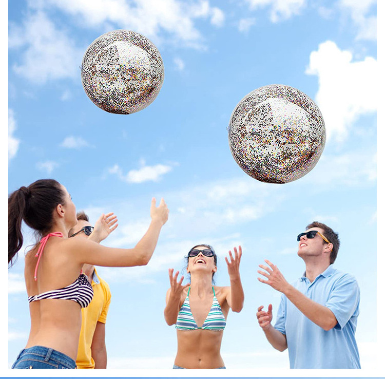 Hot Sale Glitter Ball Advertising Inflatable Beach Ball PVC Promotional Transparent SPH Beach Ball Custom Logo For Party