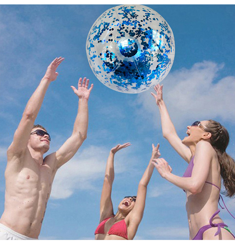 Hot Sale Glitter Ball Advertising Inflatable Beach Ball PVC Promotional Transparent SPH Beach Ball Custom Logo For Party