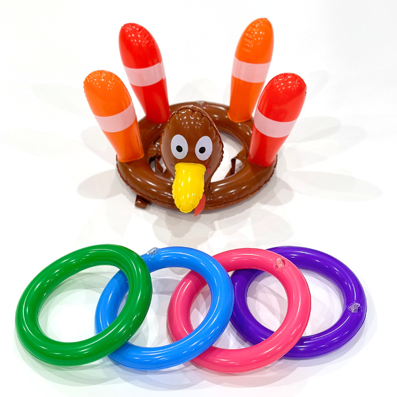 Hot sale inflatable turkey toss ring pvc outdoor toys inflatable game toy for family party