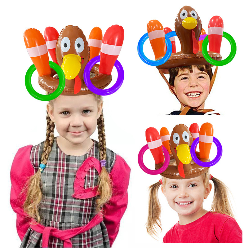 Hot sale inflatable turkey toss ring pvc outdoor toys inflatable game toy for family party