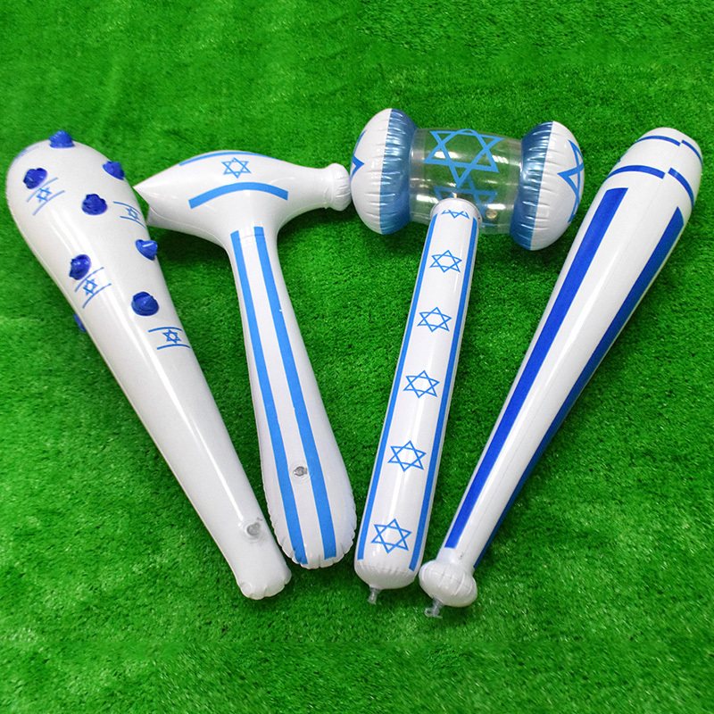 Wholesale PVC inflatable hammer with Israel flag inflatable stick for Kids inflatable Toy