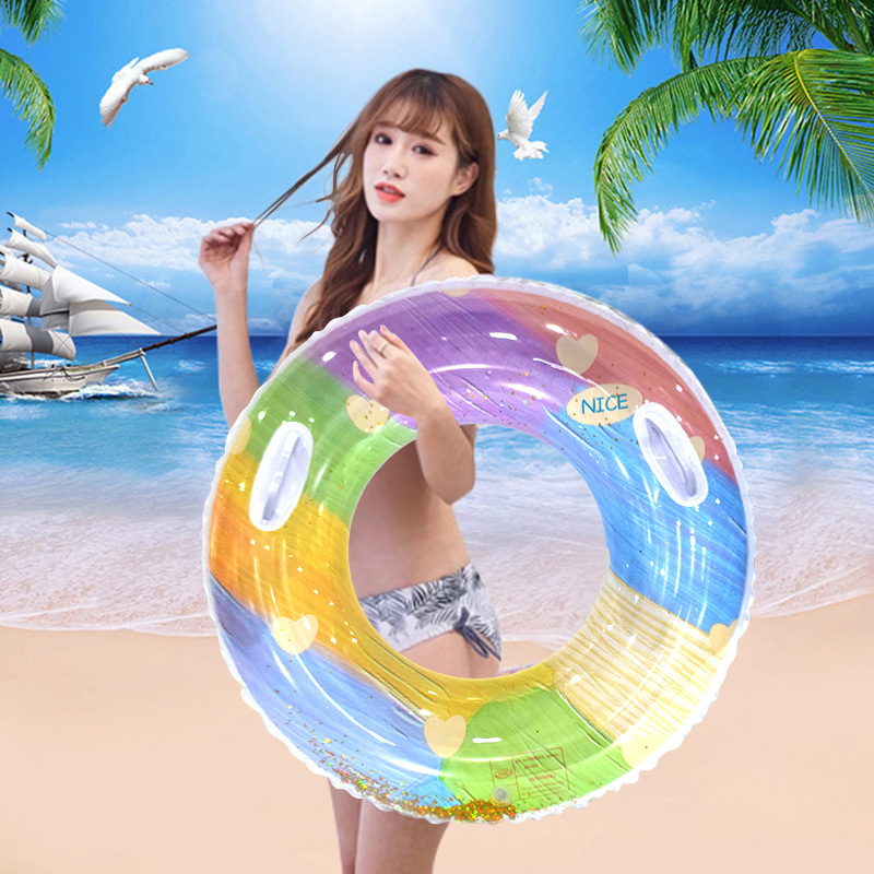 Rainbow Pool Rings Inflatable Tubes Swimming Rings Summer Fun Water Toys for Kids