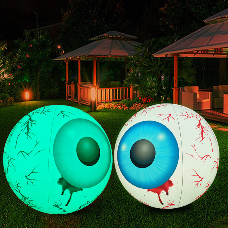 60cm Giant Halloween Inflatable Eyeball LED Light Up Eyeballs Blow Up Yard Decoration for Halloween Party