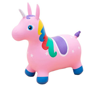 Cute Unicorn Shape jumping horse bouncy hopper inflatable bouncing animal toys for kids