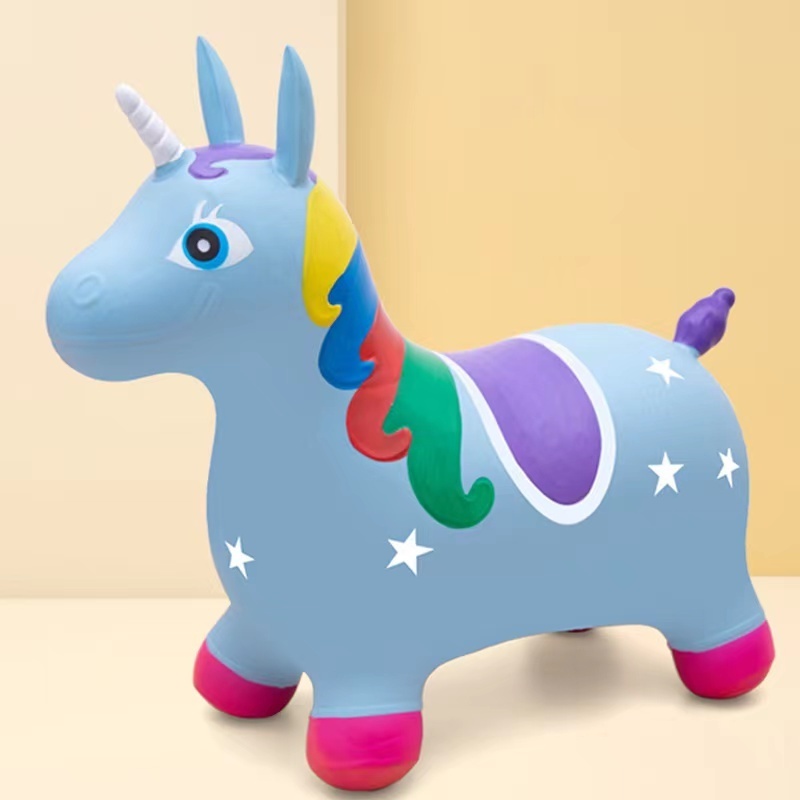 Cute Unicorn Shape jumping horse bouncy hopper inflatable bouncing animal toys for kids