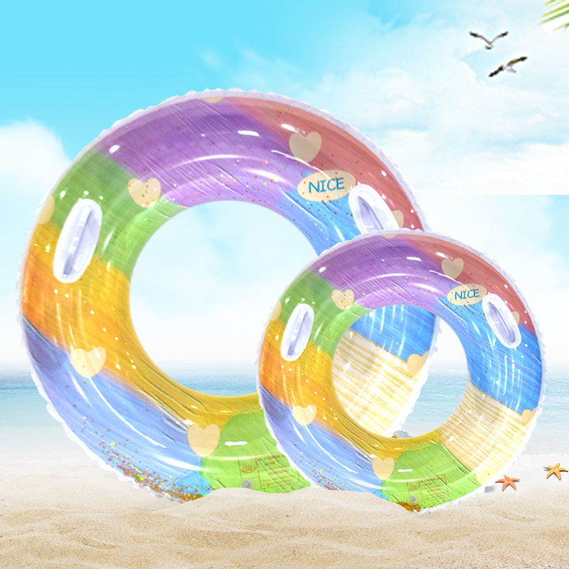 Rainbow Pool Rings Inflatable Tubes Swimming Rings Summer Fun Water Toys for Kids