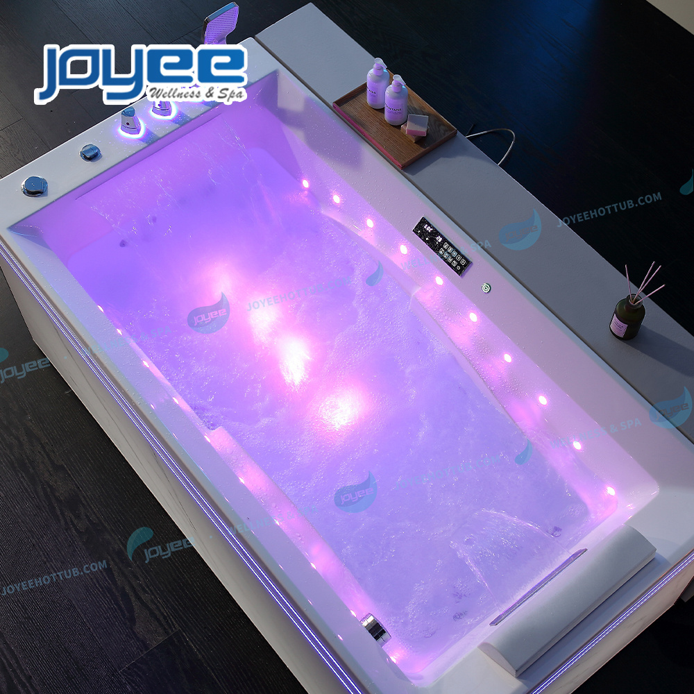 JOYEE Custom Modern Square hot tub White Acrylic Freestanding Massage Whirlpool shower combo bathtub Jacuzzier Whirlpool