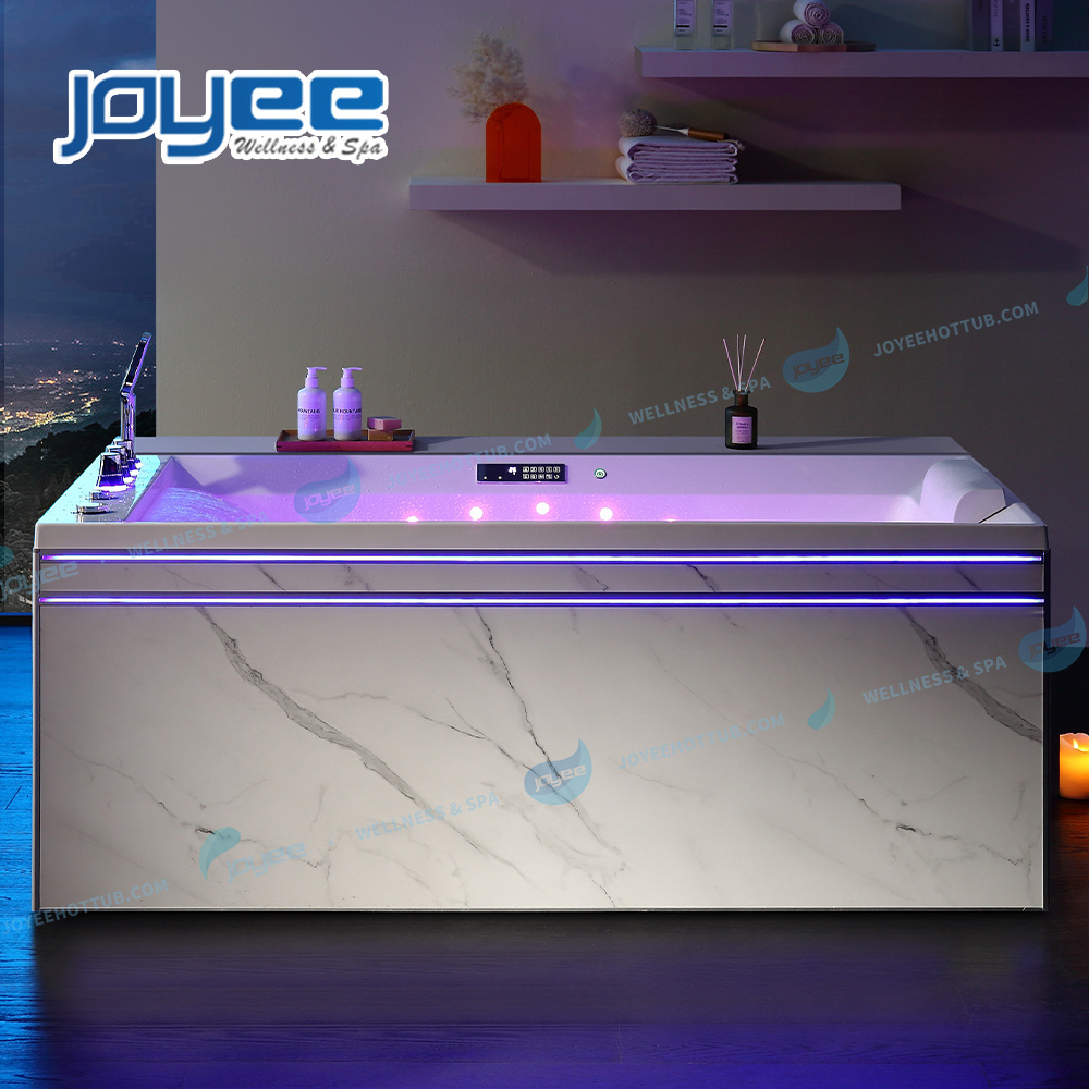 JOYEE Custom Modern Square hot tub White Acrylic Freestanding Massage Whirlpool shower combo bathtub Jacuzzier Whirlpool