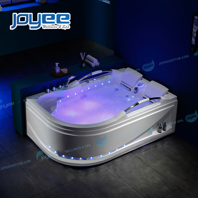 JOYEE indoor luxury air bubble bath 2 persons hot spa tub whirlpool massage bathtub whirlpool with extra seat for babies