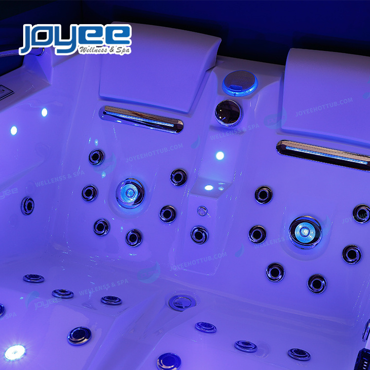 JOYEE indoor luxury air bubble bath 2 persons hot spa tub whirlpool massage bathtub whirlpool with extra seat for babies