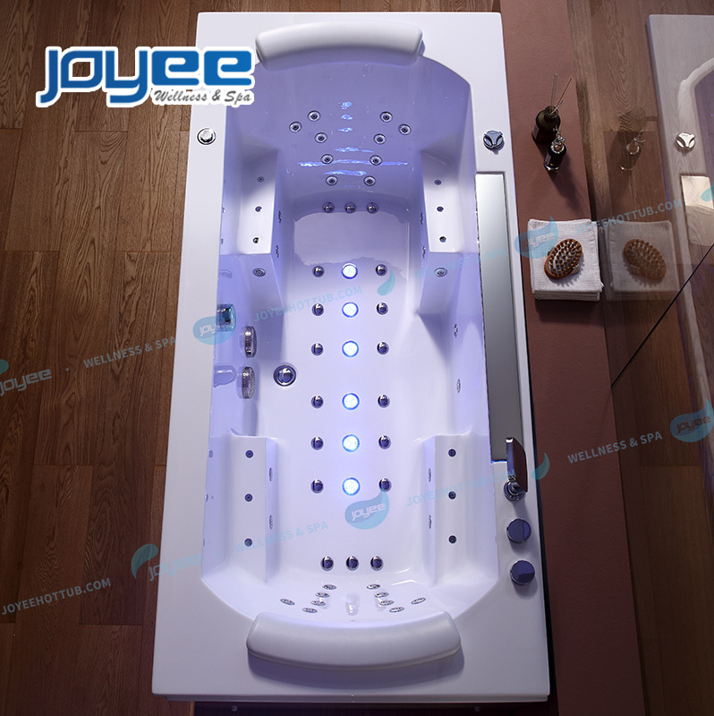 JOYEE 2 Persons indoor bathtub whirlpool massage bathtub price with LED waterfall bathroom acrylic balneo aqua spa bathtub