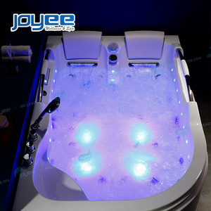 JOYEE indoor luxury air bubble bath 2 persons hot spa tub whirlpool massage bathtub whirlpool with extra seat for babies