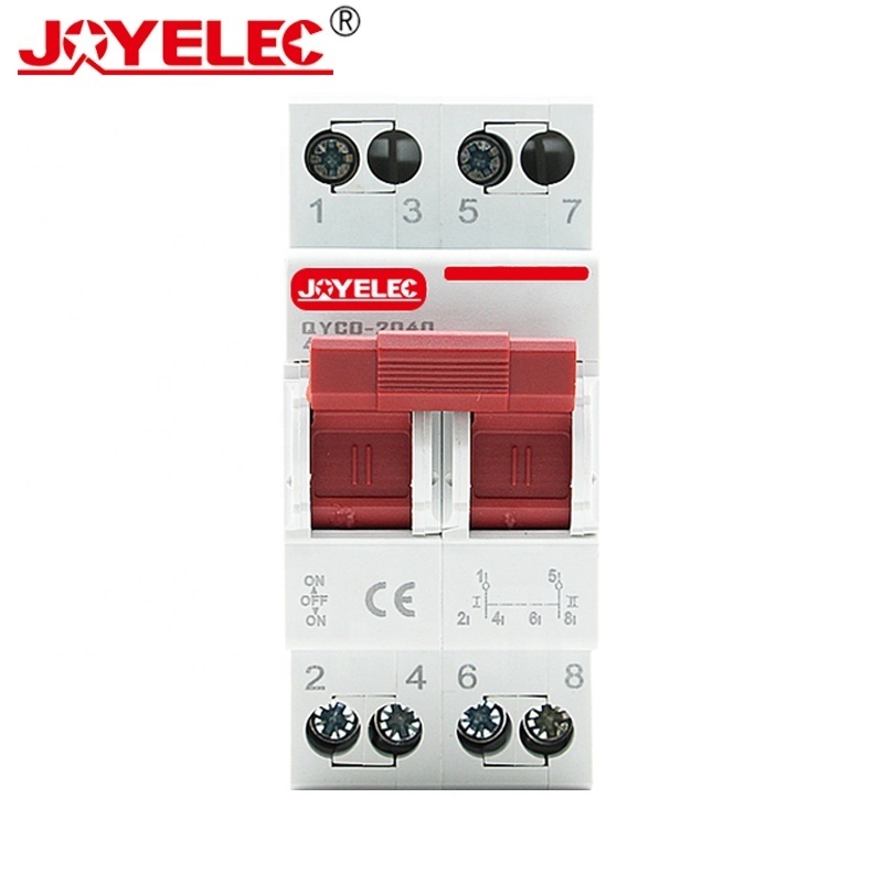 JOYELEC Changeover Switch 2P 40A 63A MTS Modular Dual Power Manual Transfer Isolator Switch Din Rail Installation