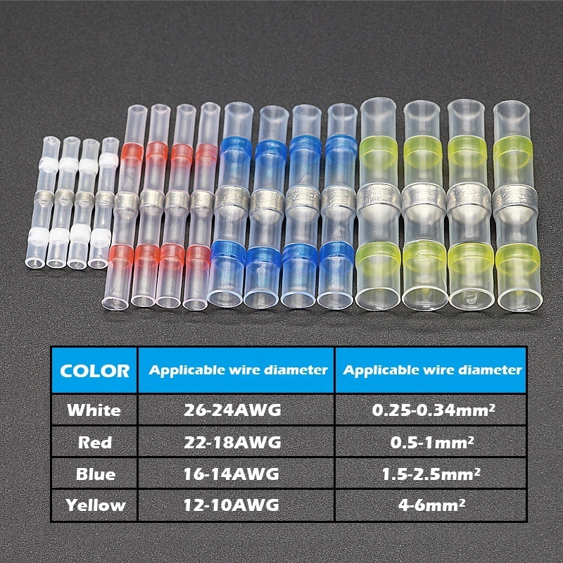 JOYELEC Waterproof Solder Seal Wire Connectors Solder Sleeve Heat Shrink Butt Connectors