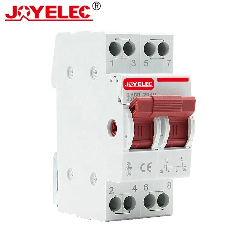 JOYELEC Changeover Switch 2P 40A 63A MTS Modular Dual Power Manual Transfer Isolator Switch Din Rail Installation