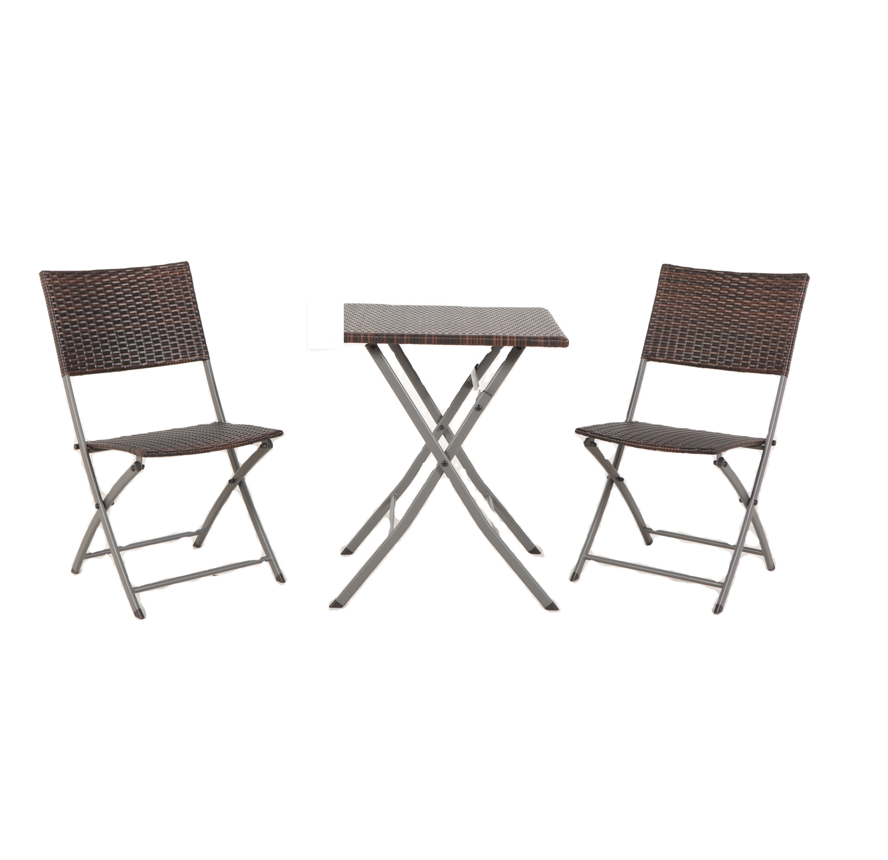 Joyeleisure 3pcs Folding Chairs And Table Outdoor Furniture Balcony Rattan Set