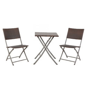 Joyeleisure 3pcs Folding Chairs And Table Outdoor Furniture Balcony Rattan Set