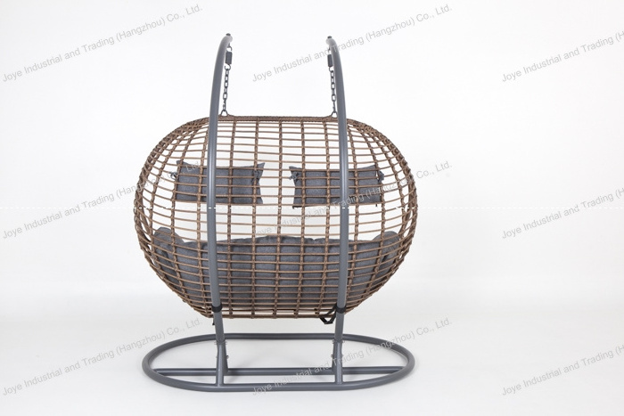 Joyeleisure Outdoor Garden Furniture Steel Rattan Double Seater Cushion Hanging Egg Chair