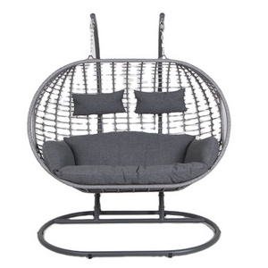 Joyeleisure Outdoor Garden Furniture Steel Rattan Hanging Double Egg Chair