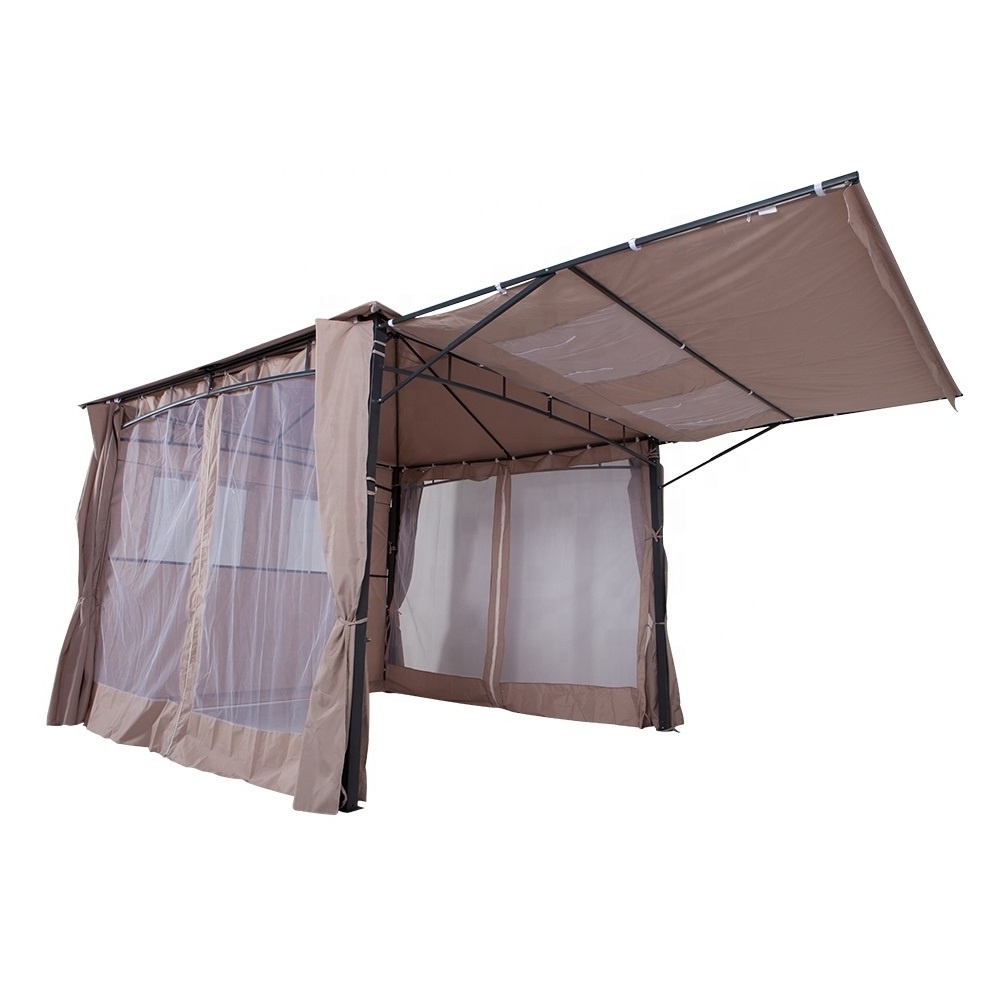 Metal Double Roof Extension Customized Color Garden Gazebo With Mosquito Net