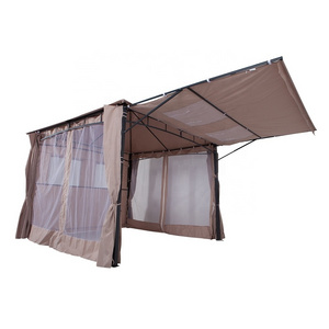 Metal Double Roof Extension Customized Color Garden Gazebo With Mosquito Net