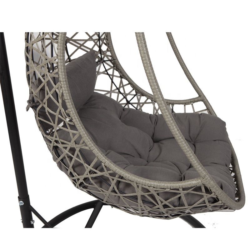 Joye Leisure Full Steel Hanging Chair Pe Rattan Swing Egg Hanging Basket Chair With Seat Cushion