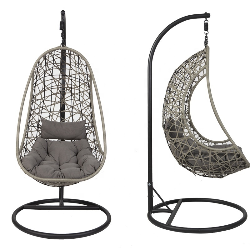 Joye Leisure Full Steel Hanging Chair Pe Rattan Swing Egg Hanging Basket Chair With Seat Cushion