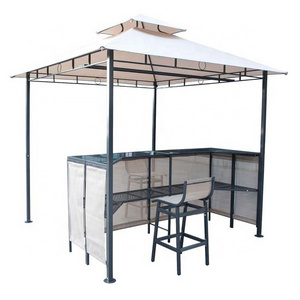 Joyeleisure 240X240X260cm Metal Garden Gazebo with  Table and Bar Chair