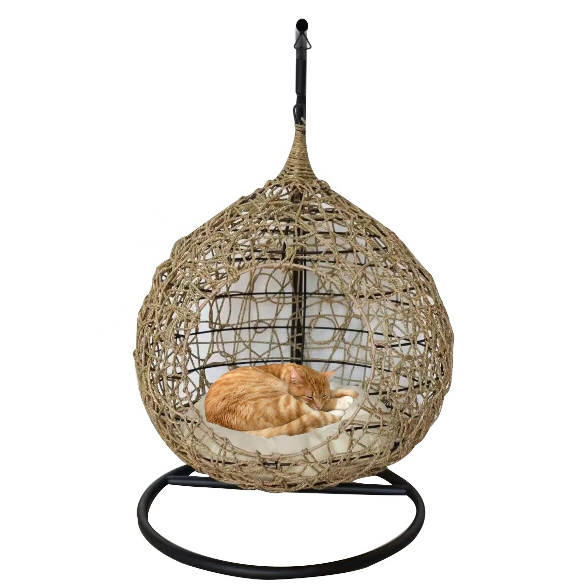 Joyeleisure Outdoor Furniture Seagrass Steel Hanging Egg Chair Pet Swing Chair