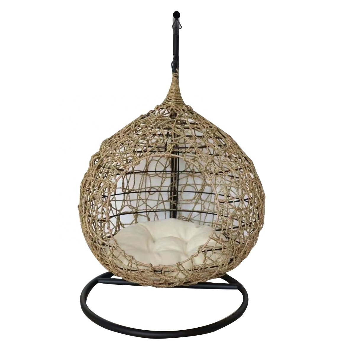 Joyeleisure Outdoor Furniture Seagrass Steel Hanging Egg Chair Pet Swing Chair