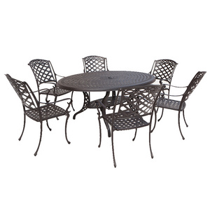 Garden Furniture Metal Furniture Sets Cast Aluminum Patio 7pcs Dining Set