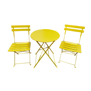 Outdoor Furniture Full Metal Bistro Set 3 Pieces Round Table With Two Chairs Set