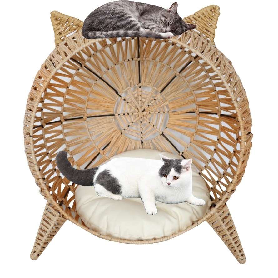 Joyeleisure Indoor Outdoor Pet Furniture Steel Cat Round Cage Rattan Egg Chair