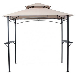 2.25M Double Flat Roof Sunshade BBQ  Metal Garden Gazebo