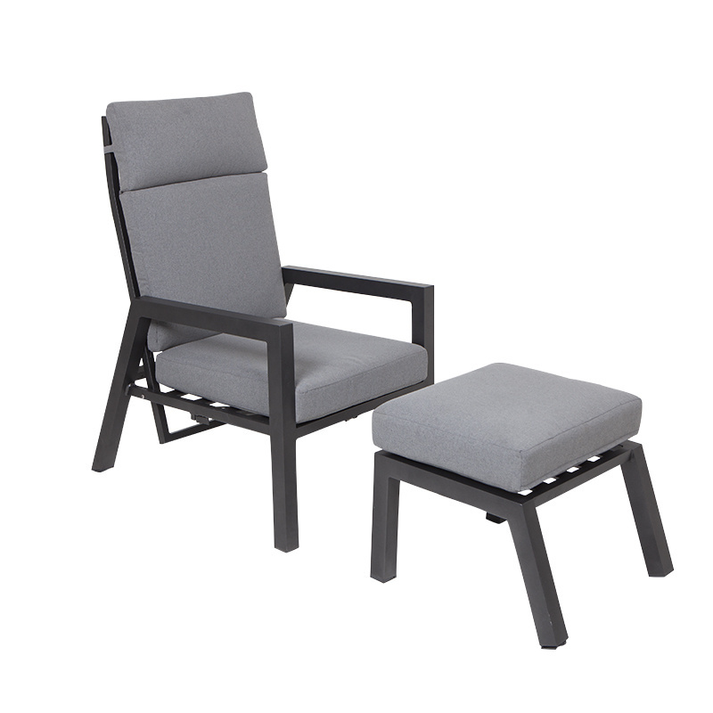 Joyeleisure Outdoor Furniture  Leisure Chair Garden Patio Metal Chair With Ottoman Set