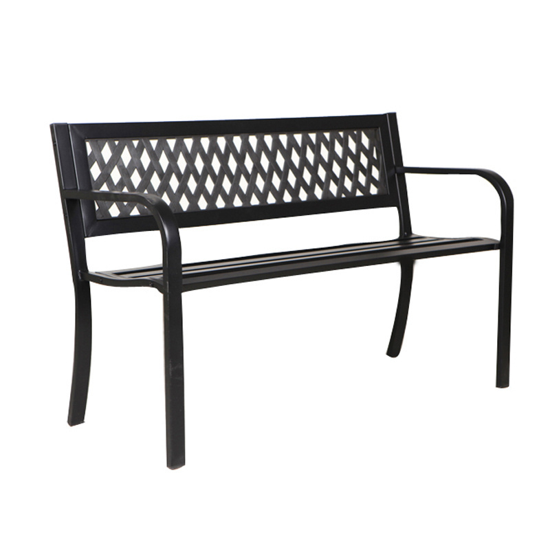 Full Steel Park Bench Durable Patio Benches Seating Outdoor Metal Benches