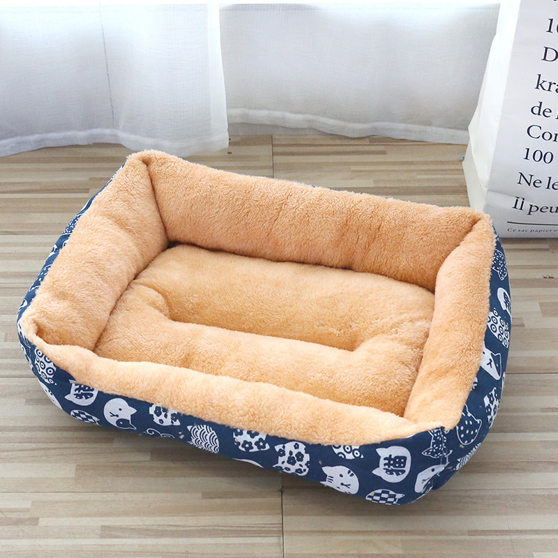 Joyfamily Arctic Velvet Thickened Rectangular Kennel Flax Non Slip Pet Cat Dog Sofa Bed