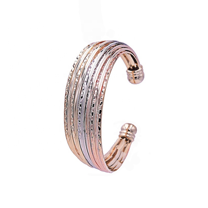 Fashion saudi arabia gold bangle designs with plated three color bangle jewelry for women