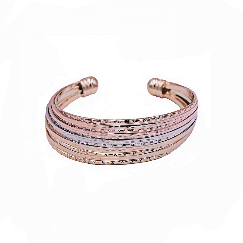 Fashion saudi arabia gold bangle designs with plated three color bangle jewelry for women