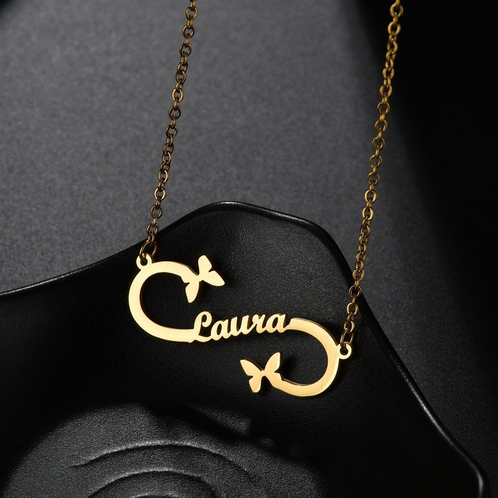 2023 Wholesale Personalized Custom Necklace With Name 18K Gold Plated Necklace Stainless Steel Jewelry Necklace Box Chain