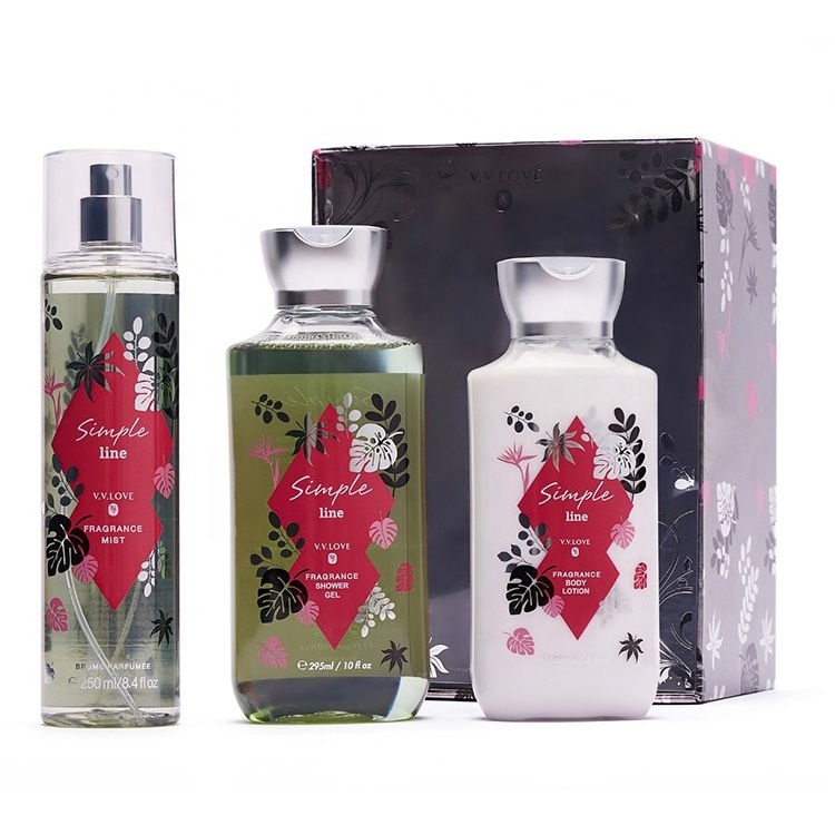 VL9062-6 295ml Long Lasting Fragrance Shower Gel Body Mist&236ml Cream Body Lotion&250ml BodyMist Gift Set