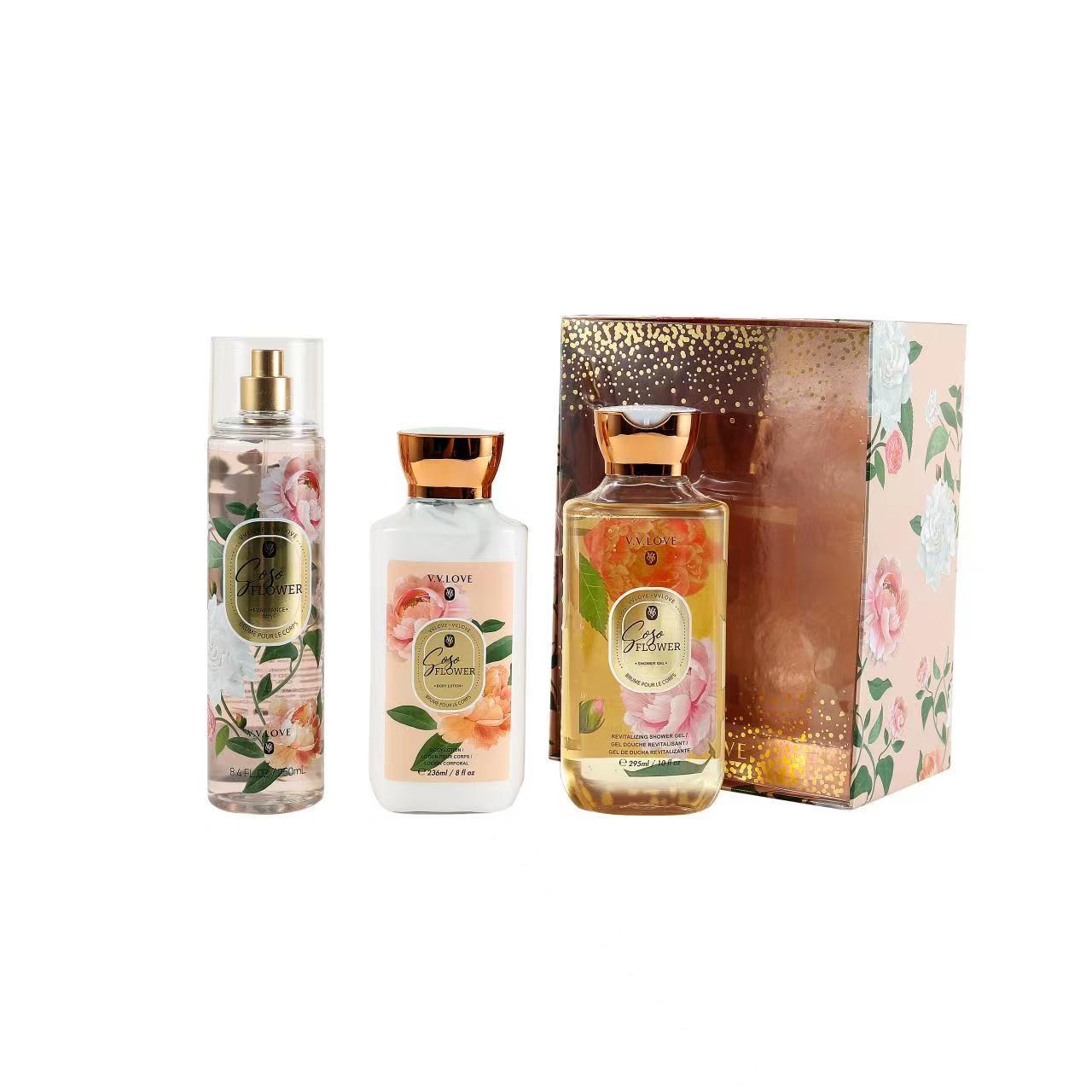 VL9062-4 High-quality 250ml long lasting fragrance body mist & 236ml cream body lotion&295ml shower gel Gift Set