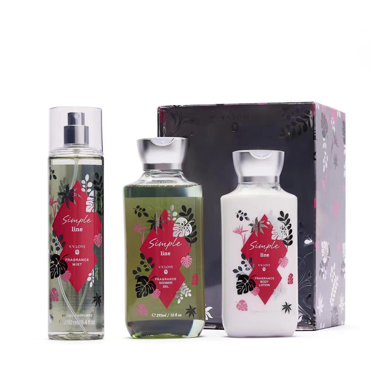 VL9062-4 High-quality 250ml long lasting fragrance body mist & 236ml cream body lotion&295ml shower gel Gift Set