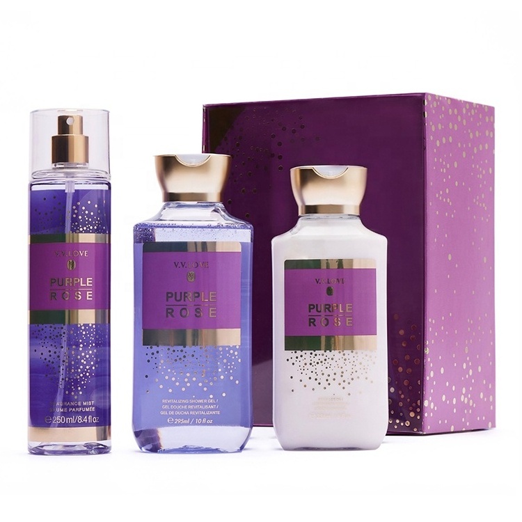 VL9062-6 295ml Long Lasting Fragrance Shower Gel Body Mist&236ml Cream Body Lotion&250ml BodyMist Gift Set