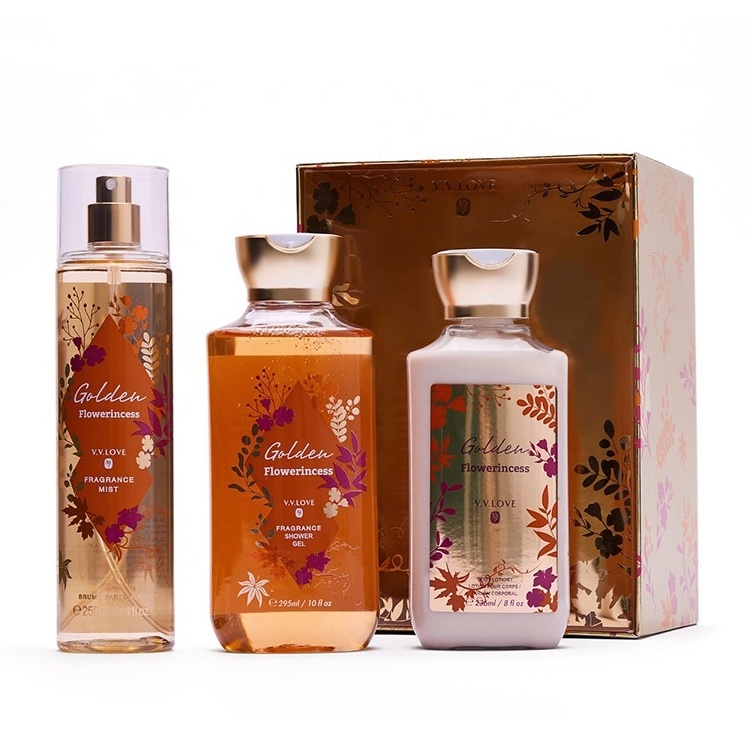 VL9062-6 295ml Long Lasting Fragrance Shower Gel Body Mist&236ml Cream Body Lotion&250ml BodyMist Gift Set